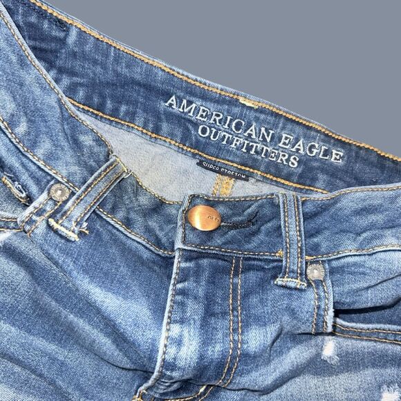 American Eagle Super Stretch Midi Denim Shorts Size 8 #134 - Picture 2 of 4